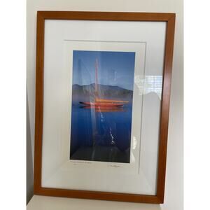Sailboat Framed Art Photography Modern Wood Frame White Matte 22x15 3/4x3/4